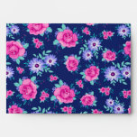 Elegant Roses Floral Pink Purple Blue Pattern Envelope