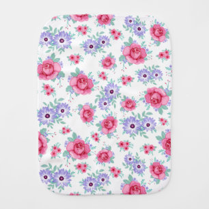 Elegant Roses Floral Pink Purple White Pattern Burp Cloth