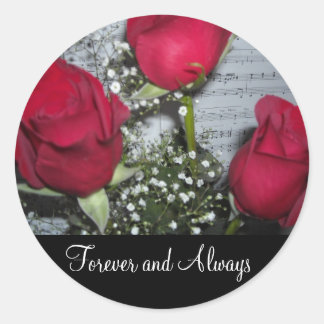 Elegant Roses - Forever and Always Classic Round Sticker