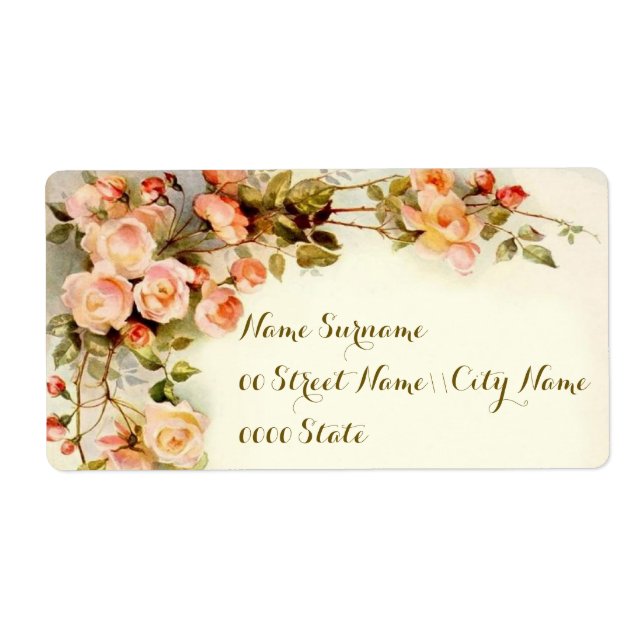 Elegant roses gift, wine ... label (Front)