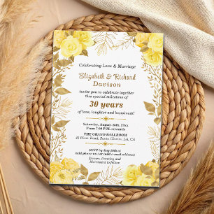 Elegant Roses Gold Floral 30th Wedding Anniversary Invitation