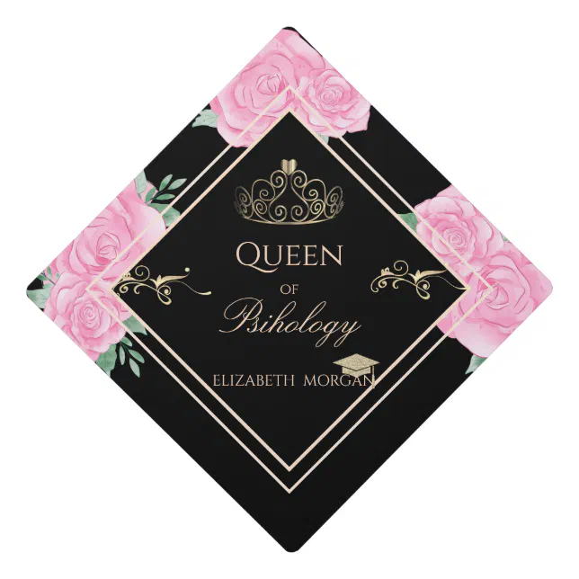 Elegant Roses, Gold Tiara Glitter Graduation Cap Zazzle