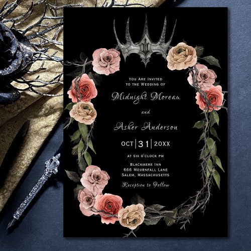 Elegant Roses Gothic Wedding Invitation