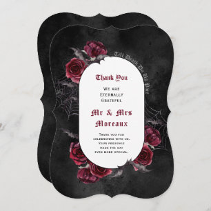 Elegant Roses Gothic Wedding Thank You Card