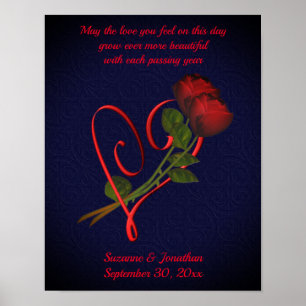 Elegant Roses Heart Wedding Or Anniversary  Poster