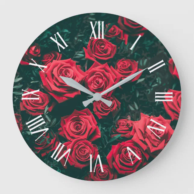 Elegant Roses in Bloom Artwork | Wall Clock | Zazzle