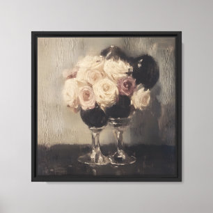 Elegant Roses in Glass Vase – Vintage Floral Art Canvas Print