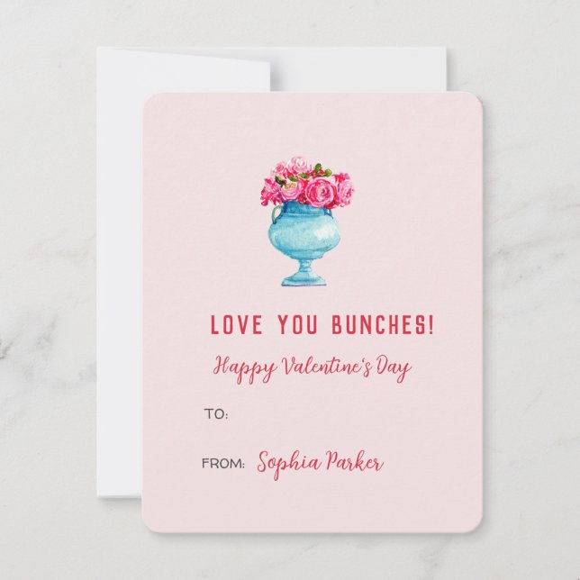 Elegant roses in vase Valentines day Mini Note (Front)