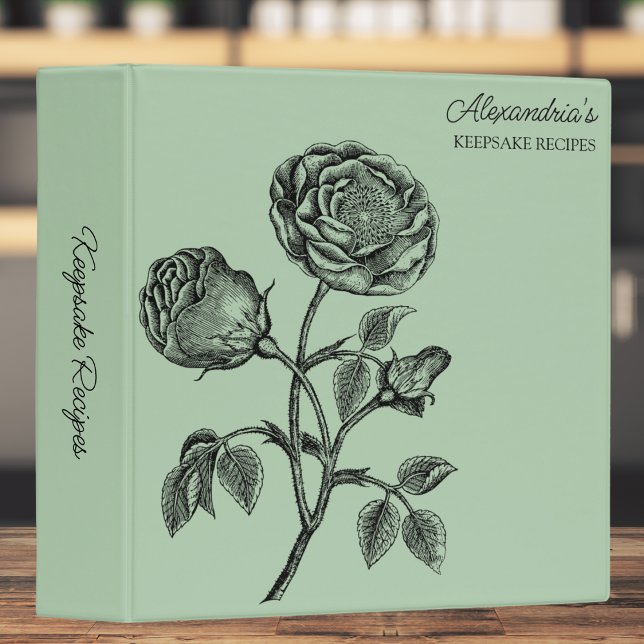 Elegant Roses Line Illustration Recipe  3 Ring Binder (Creator Uploaded)