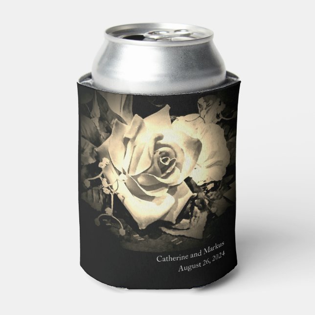 Elegant Roses Monogrammed Can Cooler (Can Front)