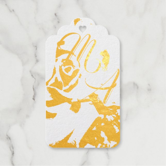 Elegant Roses Monogrammed Foil Gift Tags (Front)