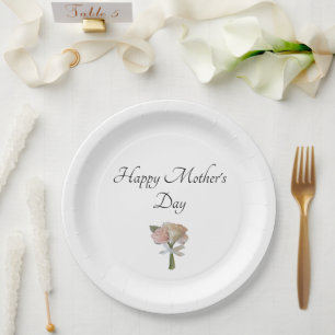 Elegant Roses Mother's Day Party Floral Brunch Paper Plates