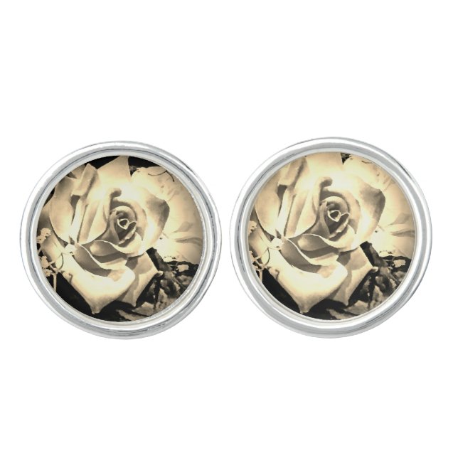 Elegant Roses Pair of Cufflinks (Front)
