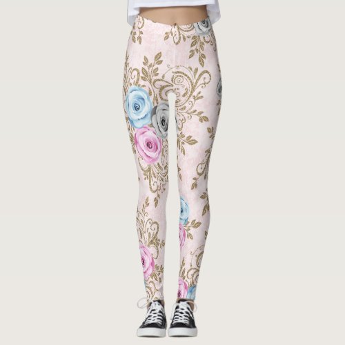 Elegant roses pattern leggings