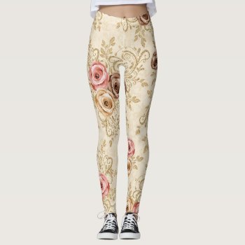 Elegant Roses Pattern Leggings by graphicdesign at Zazzle