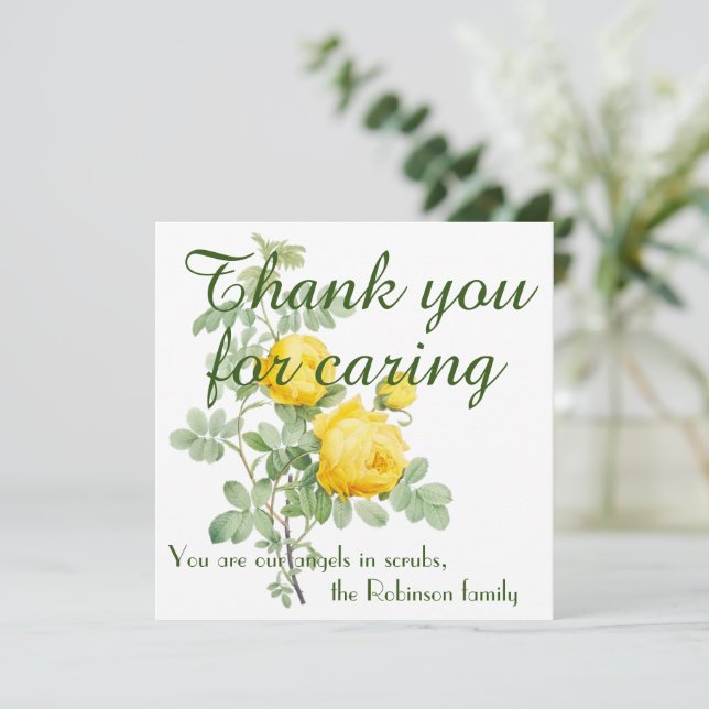 Elegant Roses Personalized Nurse Thank You Card (Standing Front)