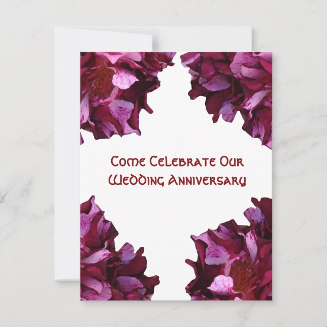 Elegant, Roses photo Anniversary Invitations (Front)