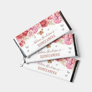 Elegant Roses Quinceanera Thank You Hershey Bar Favors