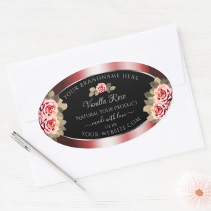Elegant Roses Shimmering Red Black Product Labels