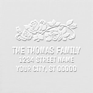 Elegant Roses Silhouette Flower Name Address Embosser