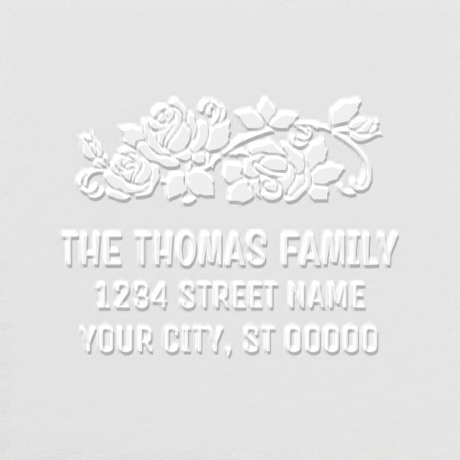 Elegant Roses Silhouette Flower Name Address Embosser (Design)