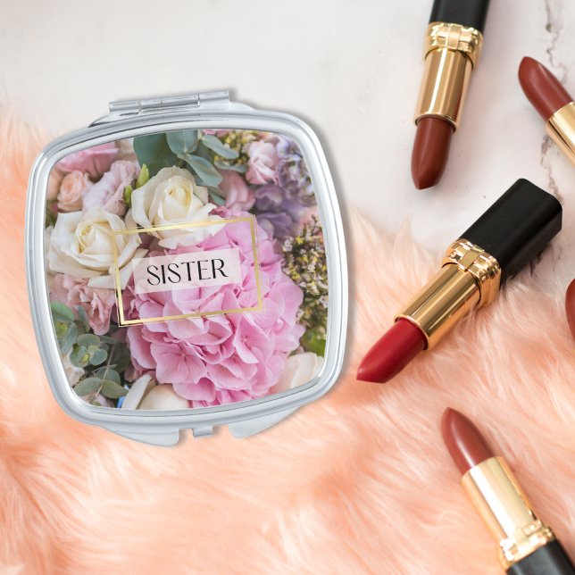 Elegant Roses Sister of the Bride Bridesmaid Gift  Compact Mirror (Creator Uploaded)