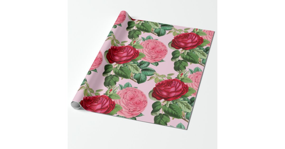 Old Roses Wrapperz Elegant Roses Vintage Floral Wrapping Paper | Zazzle
