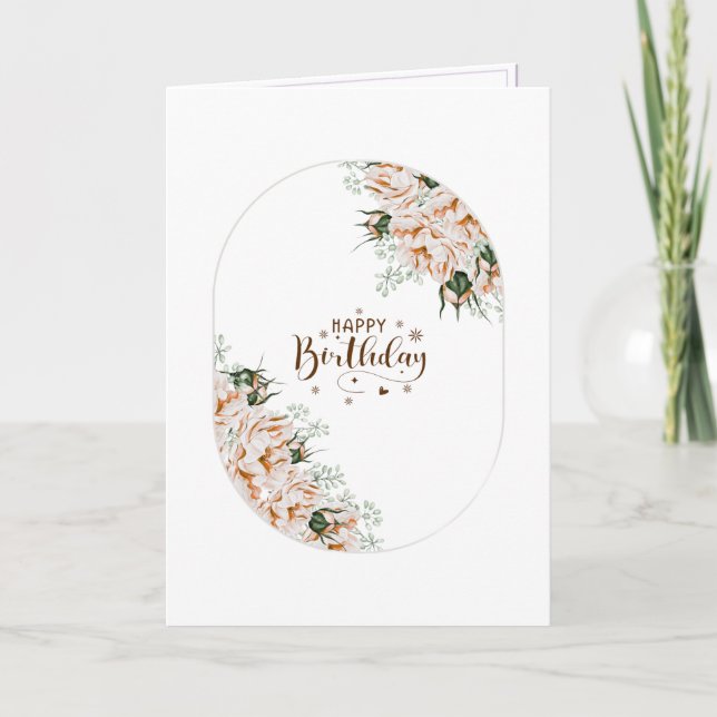 Elegant Roses Watercolor Floral  Birthday Card  (Front)