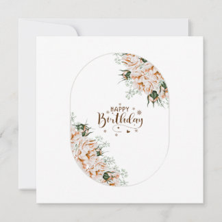 Elegant Roses Watercolor Floral Birthday Card