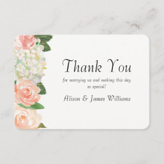 Elegant roses wedding thank you card
