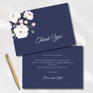 Elegant Roses   White Floral Purple Wedding Thank You Card