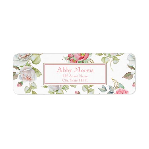 Elegant Roses with Gold Engraved Leaves Label