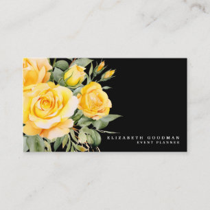 Elegant Roses Yellow Black Flowers Business Cards