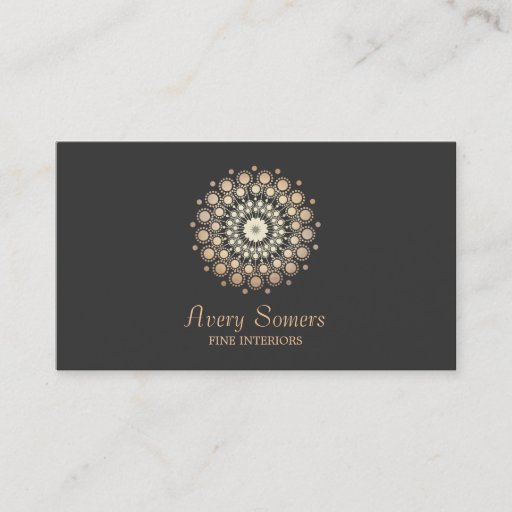 Customizable Elegant Rosette Floral Motif Interior Designer Business Card