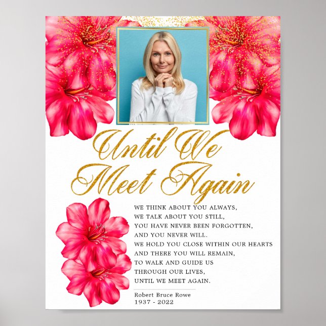 Elegant Rosy Floral Funeral Memorial Poem Sign (Front)
