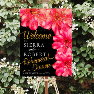 Elegant Rosy Floral Rehearsal Dinner Welcime Sign