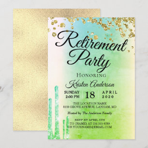 Elegant Rosy Sparkly Glitter Retirement Party  Inv Invitation