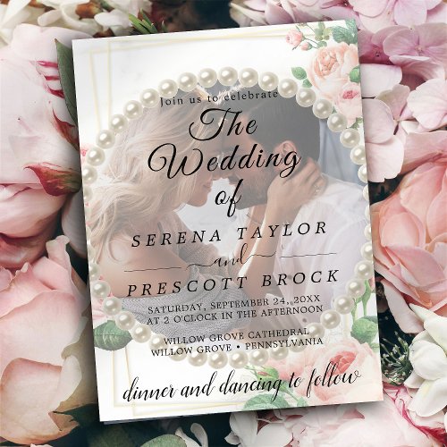 Elegant Rosy Vellum Overlay Wedding  Invitation