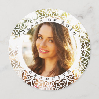 Elegant Round Border Photo Graduation Invitation