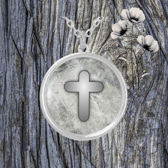 Elegant Round Cross  Silver Plated Necklace (Creator Uploaded)
