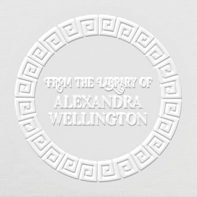 Elegant Round Greek Key S Frame Library Book Name Embosser (Design)