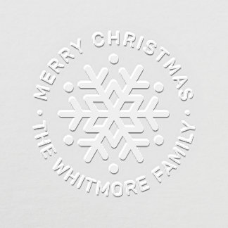 Elegant Round Merry Christmas Snowflake Embosser