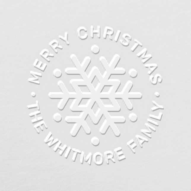 Elegant Round Merry Christmas Snowflake Embosser (Design)
