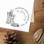 Elegant Round Nativity Scene Family Return Address Self-inking Stamp<br><div class="desc">This beautiful Christmas address stamp features a tender vintage art Nativity scene (Holly Family) with your address and family name in the semicircle. The address is written in simple font and your family name in elegant calligraphy script. Personalize this design by clicking on the ´´Personalize´´ button and changing the details...</div>