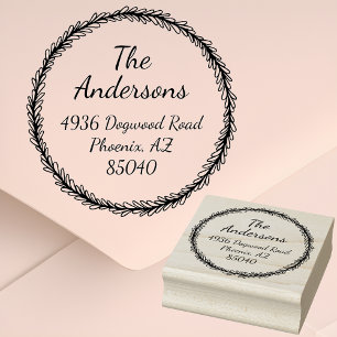 Elegant Round Return Address Wooden Stamp