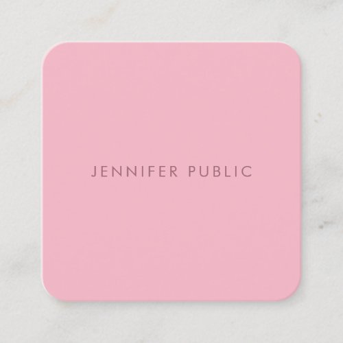 Elegant Rounded Pale Pink Minimal Design Template Square Business Card