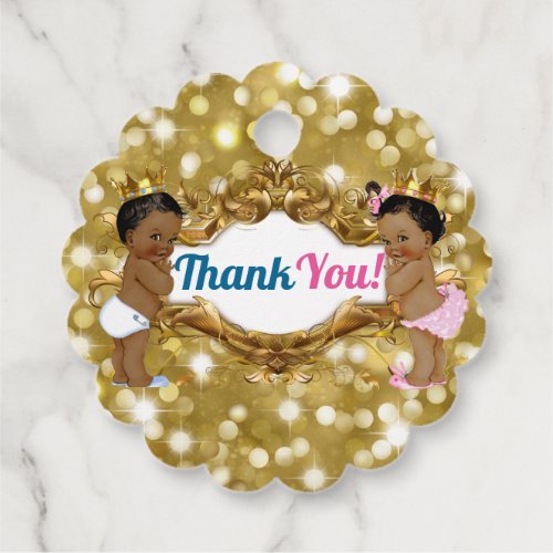 Elegant Royal African Gender Reveal Gold Glitter Favor Tags