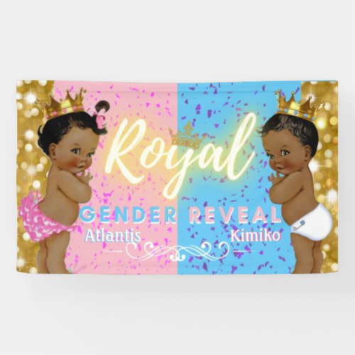 Elegant Royal African Gender Reveal Pink  Blue Banner