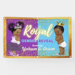 Elegant Royal African Gender Reveal Purple & Blue Banner