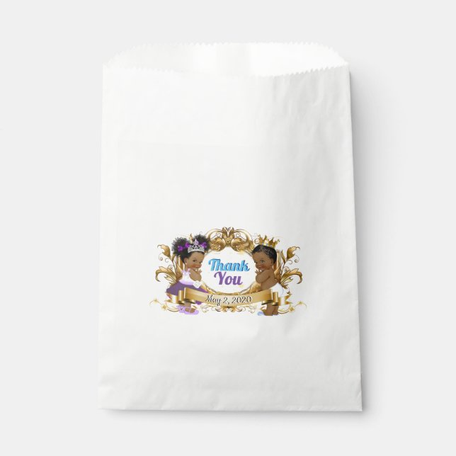 Elegant Royal African Gender Reveal Purple & Blue Favor Bag (Front)